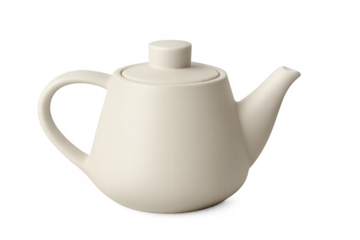 White ceramic teapot preparing hot tea beverage