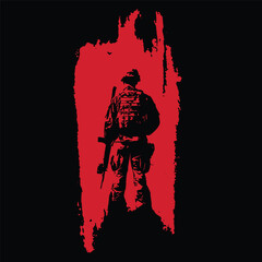 Soldier Silhouette with Weapon. Soldier Silhouette Military War and Armed Conflict Concept