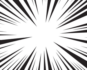 Obraz premium Abstract comic speed line background. Manga radial anime. Cartoon emphasis superhero frame. Splash blast black bg. Graphic boom ray pop art. Abstract action element. Vector illustration