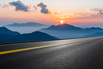 Sunset Over Mountain Highway at Dusk