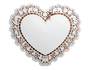 acy paper table mat in the shape of a heart isolated on white or transparent background 