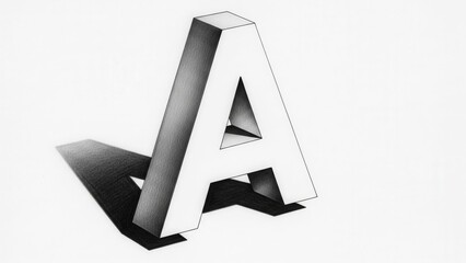 3D Letter A with Realistic Shadow Drawing