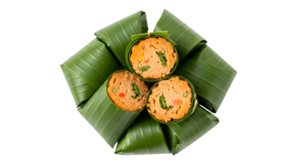 Steamed Dumplings Wrapped in Green Leaves.