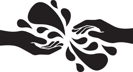 Hands releasing water droplets in a symbolic gesture