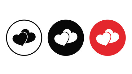 Interconnected hearts in circle icons white for love and relationship concepts with valentine and romance and affection and connection Silhouette vector on whit Background