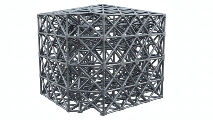 Industrial 3D Lattice Cube Structure, Metal Framework for Advanced Engineering and Additive Manufacturing