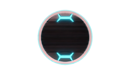 Futuristic Round Device with Cyan Neon Accents