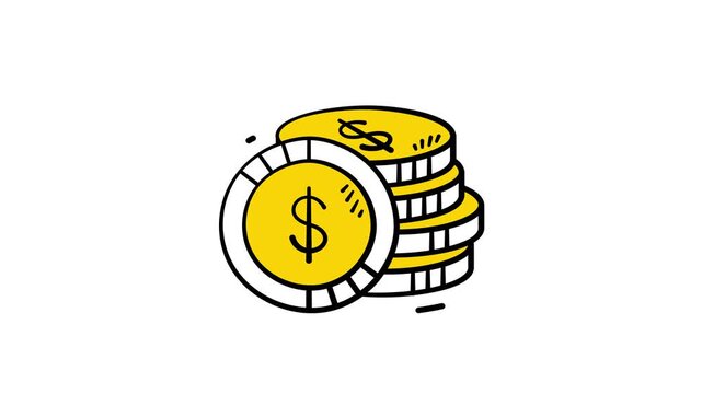 Hand drawn illustration of a stack of gold coins, symbolizing wealth.