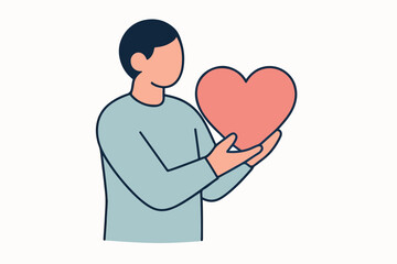 Illustration of a Person Holding a Heart
