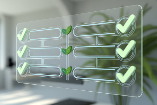 Digital checklist with green verification marks