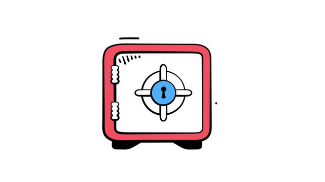 Take a look at this amazing doodle animated icon of business vault in trendy design style