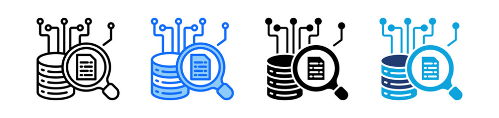 Data Query Icon Set Multi Style Vector Illustration
