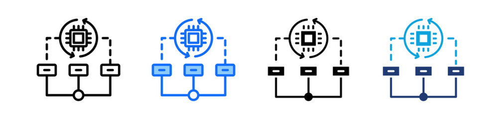 Parallel Processing Icon Set Multi Style Vector Illustration