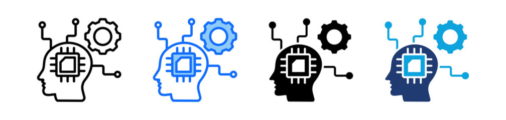 Machine Learning Icon Set Multi Style Vector Illustration