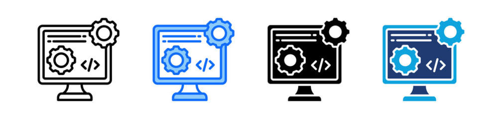 System Optimization Icon Set Multi Style Vector Illustration