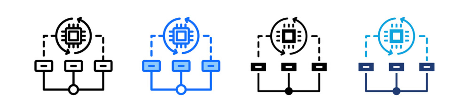 Parallel Processing Icon Set Multi Style Vector Illustration