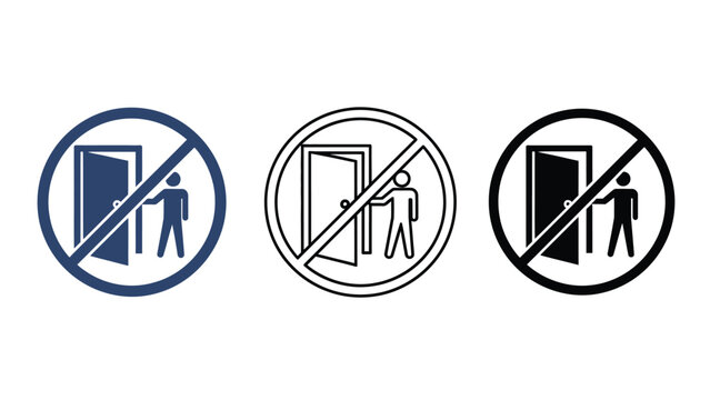 Prohibition sign showing person at open door, indicating restricted entry or privacy