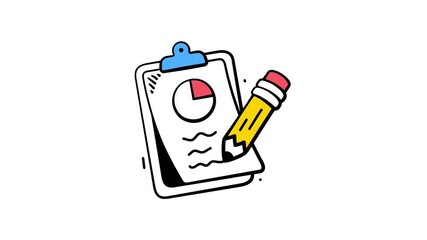 Get this amazing doodle animated icon of business report in trendy style