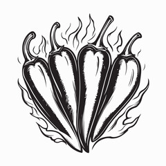 Chili Pepper With Flame Vector illustration isolated design. 