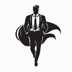 Businessman with Superhero Silhouette Vector Isolated on White Background
