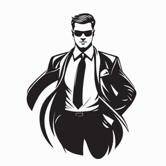 Businessman with Superhero Silhouette Vector Isolated on White Background