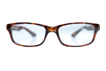 Close-Up of Tortoiseshell Eyeglasses on White Background