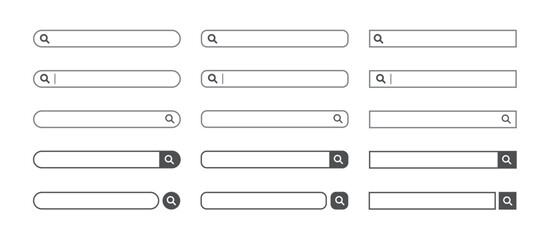 検索窓・検索バーのイラスト素材　黒　セット　Search bar illustration set