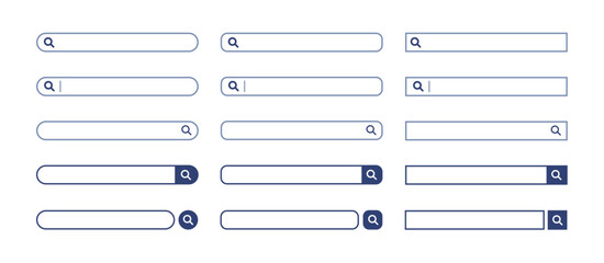 検索窓・検索バーのイラスト素材　青　セット　Search bar illustration set