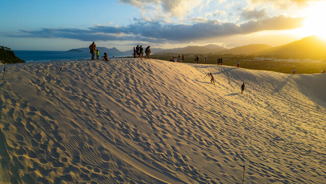 Sand Dunes Sandboard Sandy Landscape Desert Dune Field Beach Summer Sea Tropical Island Nature Lagoa Da Concei&ccedil;&atilde;o Florian&oacute;polis Santa Catarina Brazil South America Scenic Coastal Adventure Outdoor