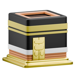 3D Rendering of the Kaaba, an Islamic Holy Site, on a White Background