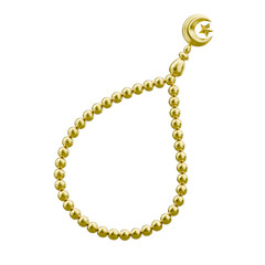 Golden Islamic Prayer Beads with Crescent Moon Charm