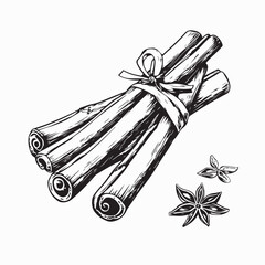 Cinnamon Sticks Image Vector. Cinnamon Sticks Flat Vector Illustration