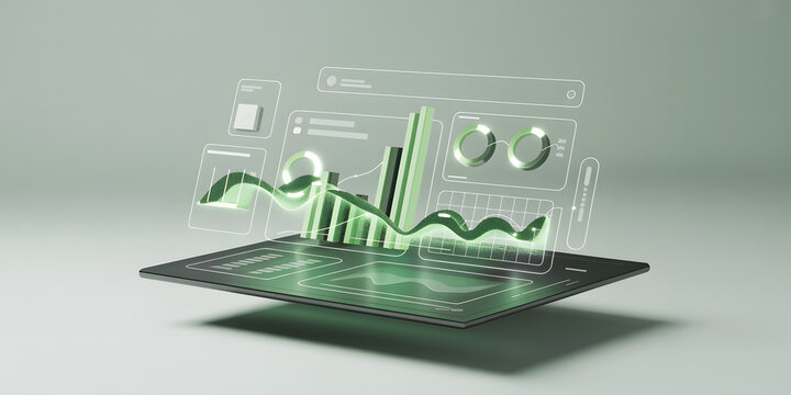 Digital data analytics on a futuristic tablet interface - Powered by Adobe