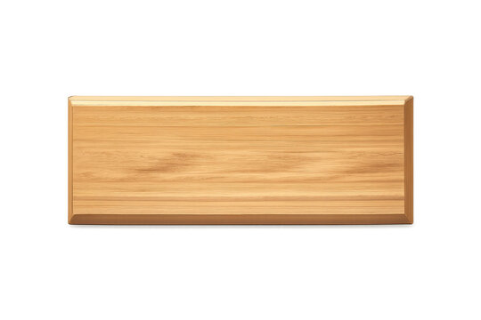 Rectangular wooden plaque presenting a clear, empty surface with visible wood grain texture and beveled edges on a transparent background