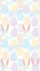 Soft Pastel Easter Eggs and Bunny Ears Seamless Pattern Background. Gentle Spring Holiday Repeatable Vector Design.