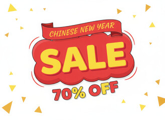 Chinese new year sale banner with 70 percent off discount on white background