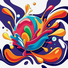 Obraz premium Vibrant colorful paint splashes creating dynamic artistic expression