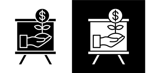 Startup Growth Map  Icon Set White Glyph Style Collection