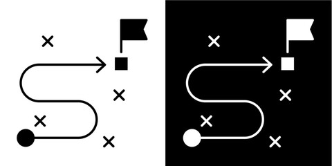 Success Roadmap  Icon Set White Glyph Style Collection