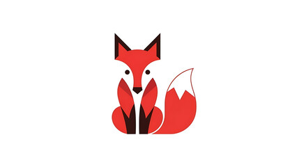 Fototapeta premium Geometric Red Fox Illustration on White Background