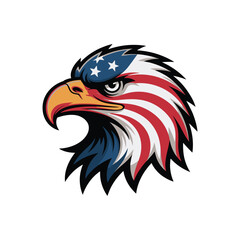 American Flag Eagle Head Patriotic Symbol Illustration.