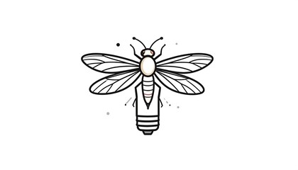 Simplified illustration of a light bulb integrated into the body of an insect, with detailed wing patterns and antenna