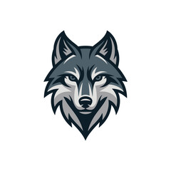 Stylized Wolf Head Logo Design Fierce Animal Portrait.