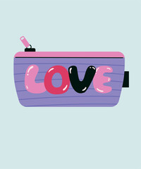  Illustration and Love Text Pattern