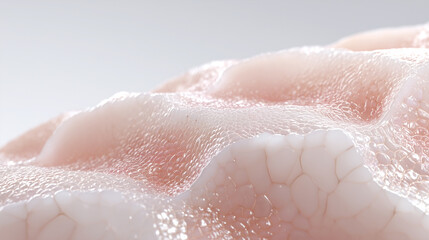 Obraz premium Artificial skin bioengineered tissue structure for human transplantation. Transparent synthetic epidermis layer with cellular texture, regenerative medicine and biotechnology for grafting.
