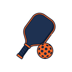 Pickleball paddle and ball illustration.