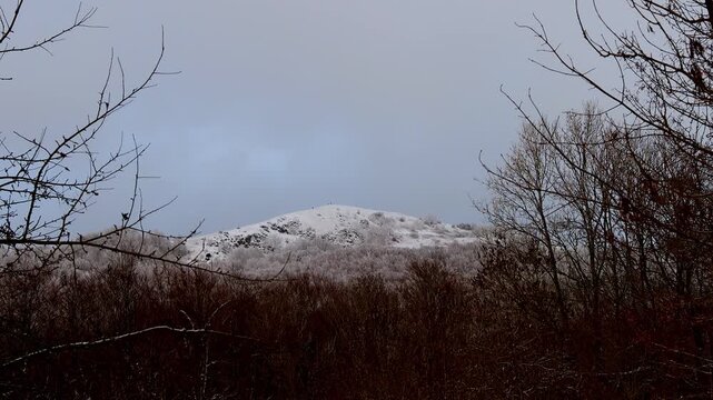 the pferdskopf mountain in the rhoen germany in winter 4k 25fps video