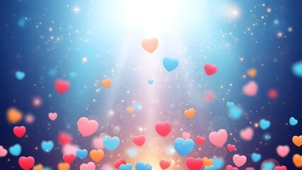 Happy valentine's day festival image with colorful hearts and sparkling lights