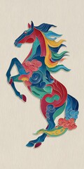 Colorful Horse Artwork in a Dynamic Pose