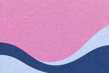 Textured lilac paper background with navy and pastel blue wavy lines and waves, copy space for banner, presentation